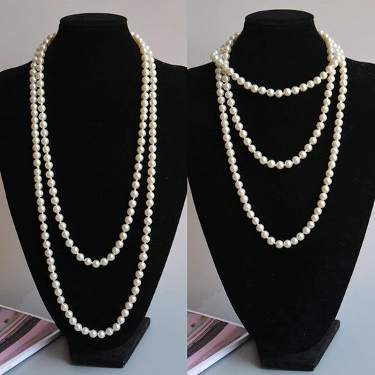 2025 New Fashion Women Jewelry Pearl Bead Necklace Long Sweater Chain Necklace For Women Dress Accessories Gift For Girl Mother