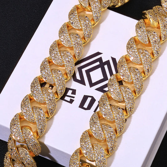 ESKEEM 22mm Shiny Irregular Diamond Chunky Cuban Necklace for Men Full Pave Iced Out CZ Cuban Link Chain Hip Hop Jewelry