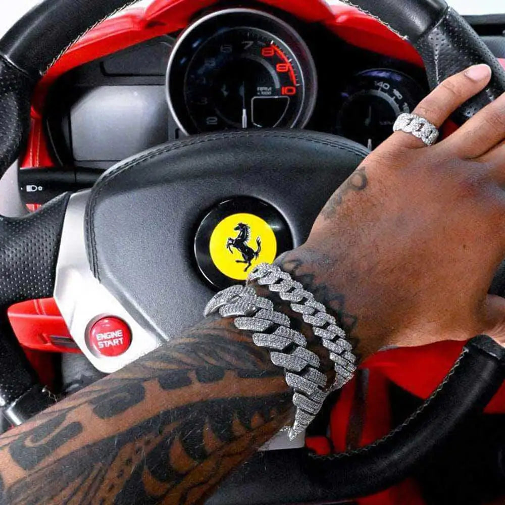 14mm Hip Hop Iced Out Cuban Link Chain Necklace 18k Gold/White Gold Plated Bling Miami Choker Lab Diamond Necklace Gift for Men