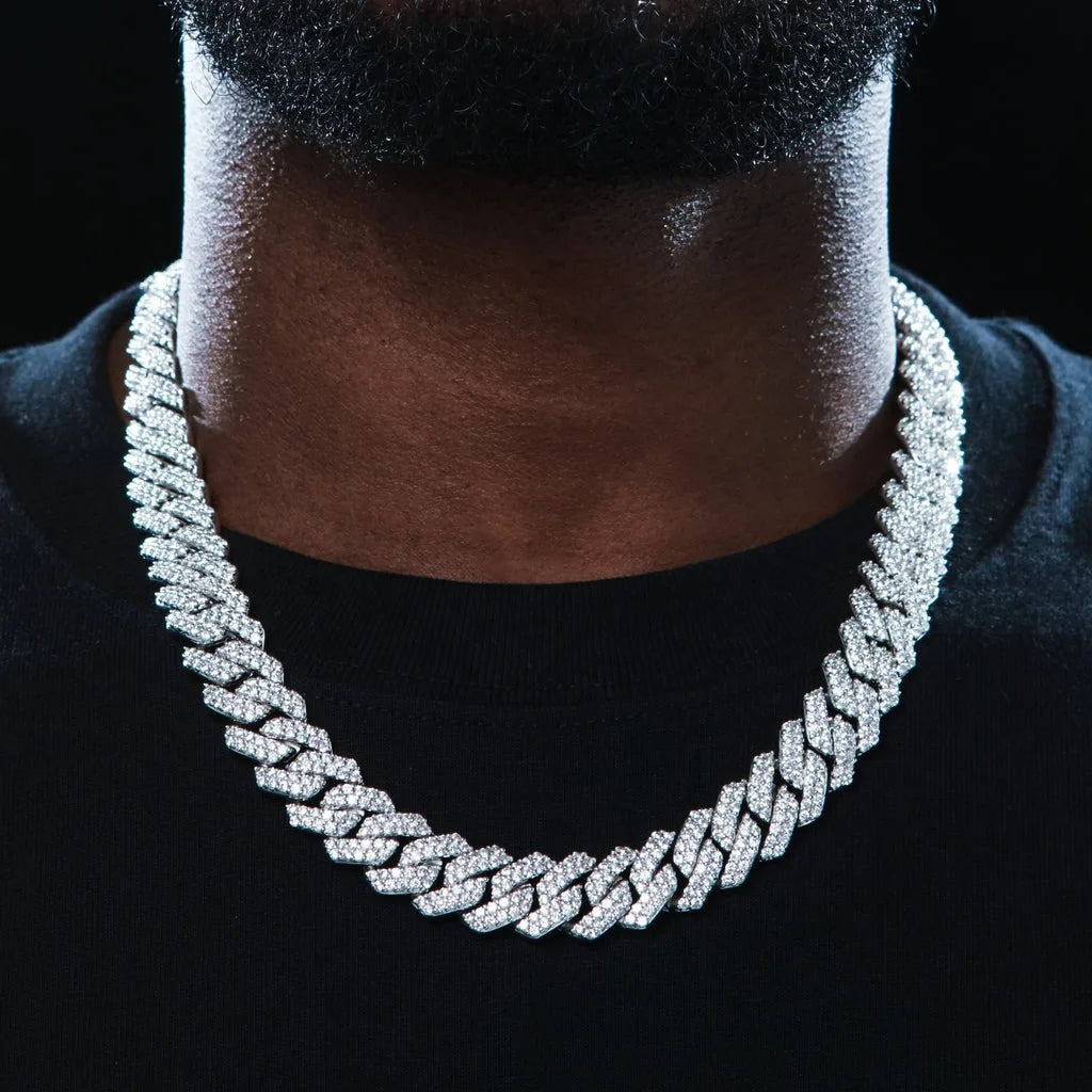14mm Hip Hop Iced Out Cuban Link Chain Necklace 18k Gold/White Gold Plated Bling Miami Choker Lab Diamond Necklace Gift for Men